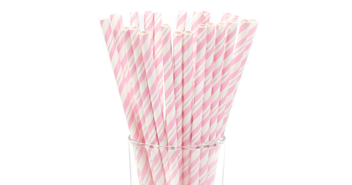 Pink Large Polka Dot Paper Straws
