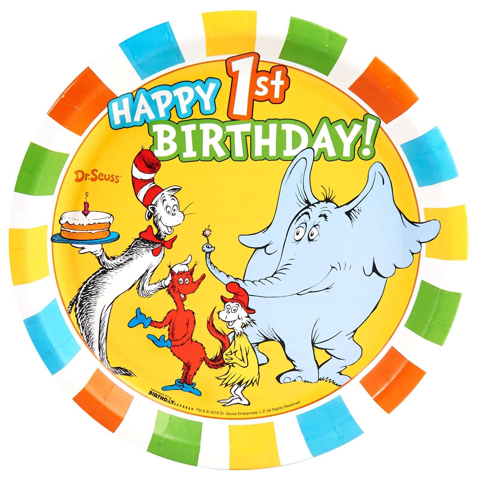 Dr. Seuss Favorites 1st Birthday Dinner Plates | BirthdayExpress.com