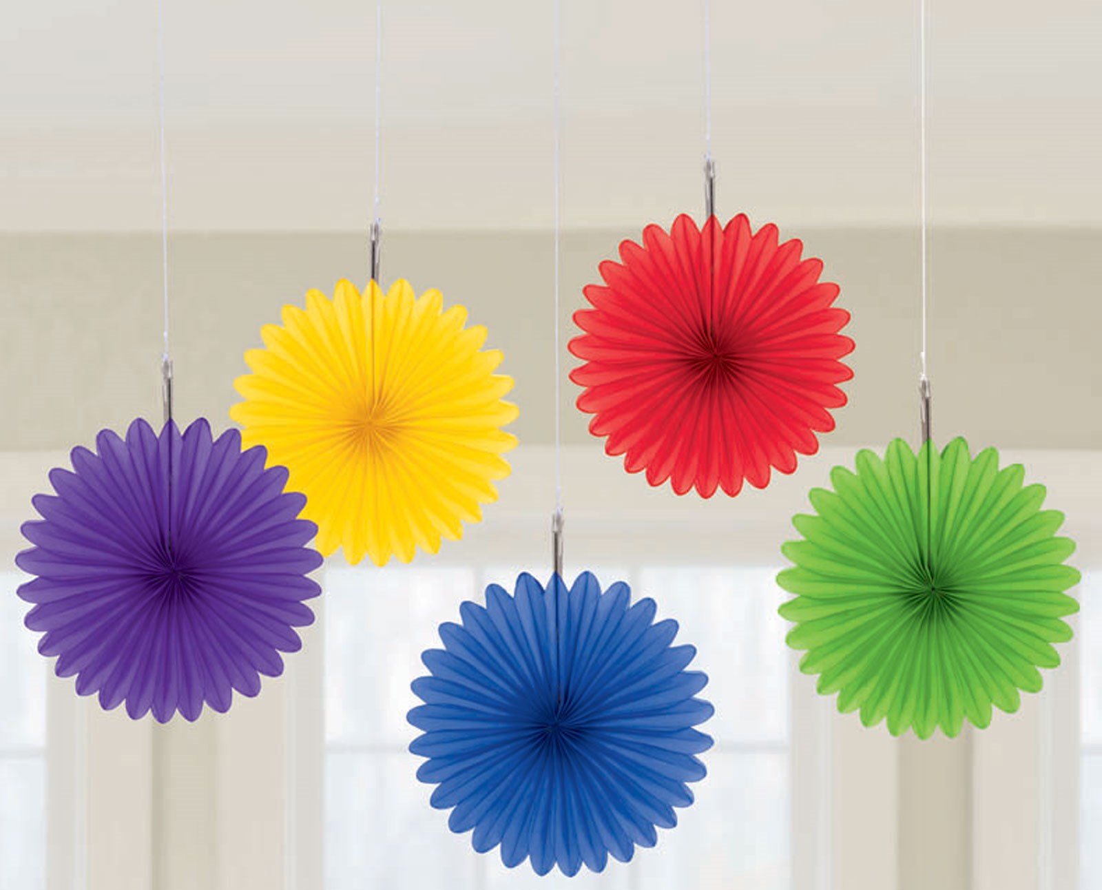 Rainbow Mini Hanging Fan Decorations | BirthdayExpress.com